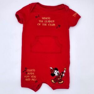 Disney Parks Mickey Mouse Marching Band Red Romper Jumpsuit 18 Months